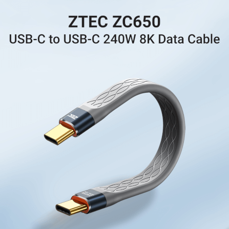 สายชาร์จเร็ว ZTEC รุ่น ZC650 USB-C to USB-C 15 ซม. สีเทา (รองรับชาร์จเร็ว 240W)_1